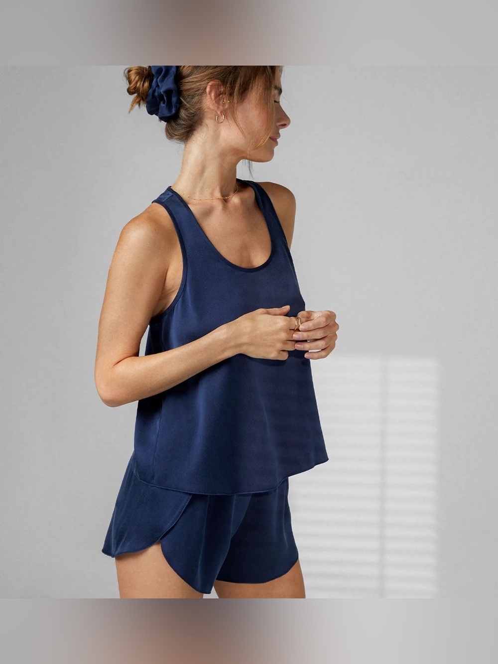 Lunya Washable Silk Tulip Back Tank Top 100% Silk Sleep Lounge 747